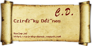 Cziráky Dénes névjegykártya